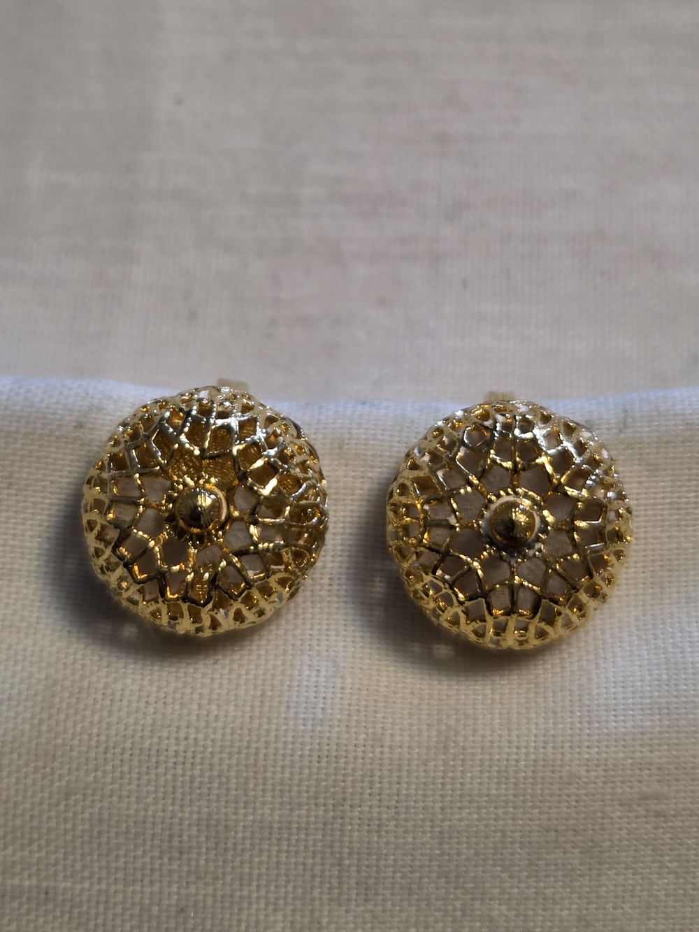 Vtg Monet Gold-Tone Open Filigree Dome Clip-On Earrings